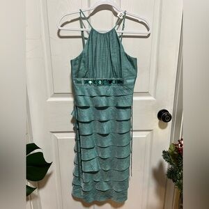 Adrianna Papell Teal Layered Mini Dress